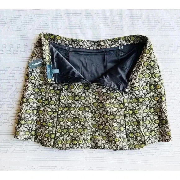 NWT Modcloth Good as Gold Tapestry Lined Pleated A Line Short Skirt Size 16 - Picture 8 of 13